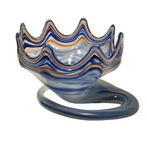 Murano Large Blown Glass Swirl Bowl